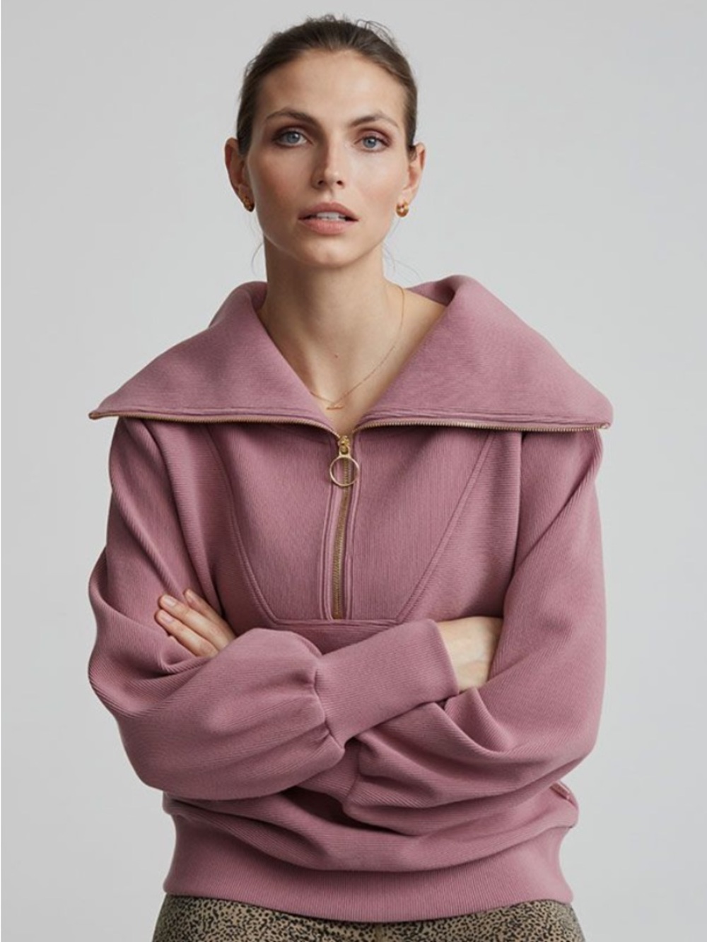 Varley Vine Half Zip Sweater Rose Pink - Sz Small - Picture 2 of 3